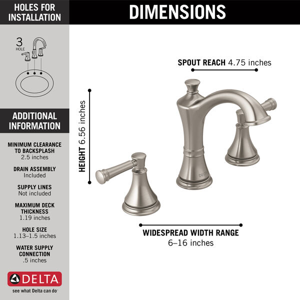 Delta Dulcet Brushed Nickel 2-handle Widespread WaterSense Bathroom Sink Faucet 